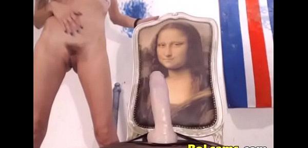  Horny teen naked dildo ride on webcam